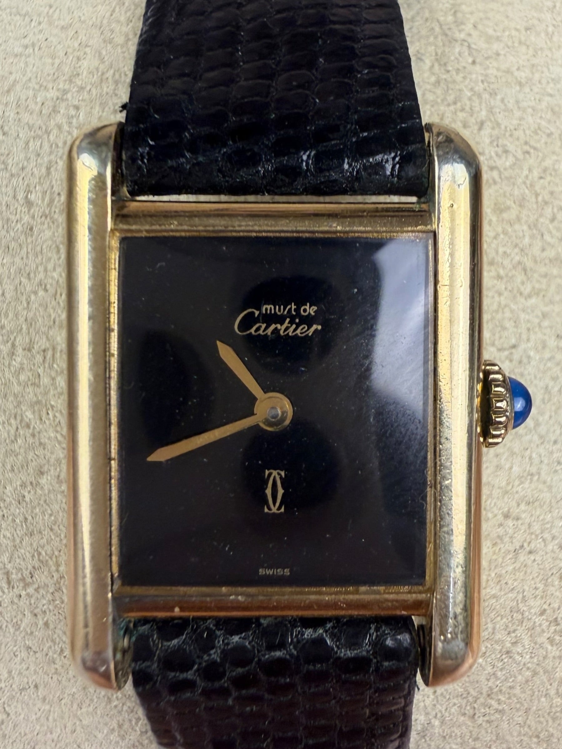 Cartier Tank Black Dial Manual Wind