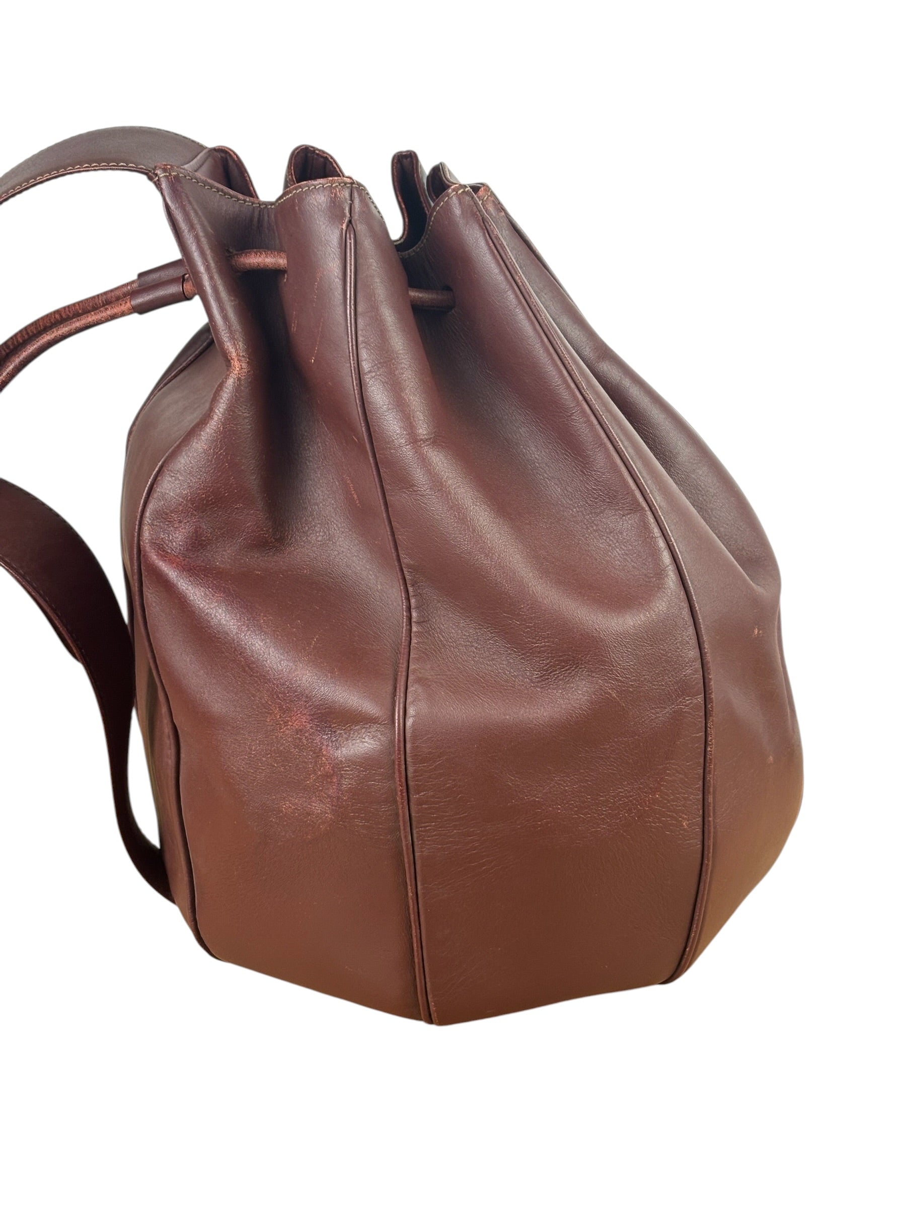 Cartier Vintage Burgundy Leather Must De Cartier Bucket Bag