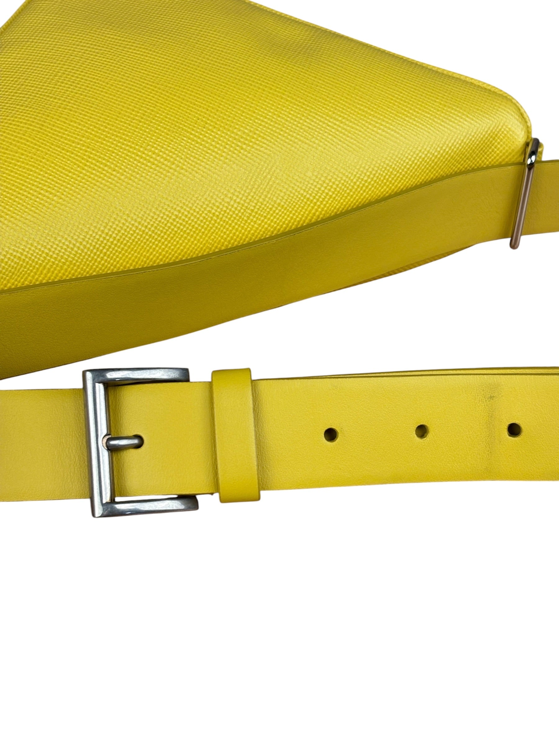 Prada Yellow Saffiano Leather Triangle Shoulder Bag