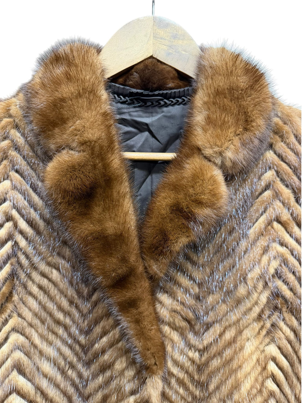 Vintage Hazel Brown Chevron Mink Fur Coat