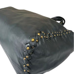 Bottega Veneta Dark Grey Leather Studded Shoulder Bag