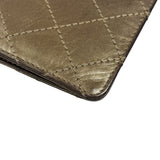 Chanel Metallic Bronze Quilted Leather Bi-Fold Long Wallet
