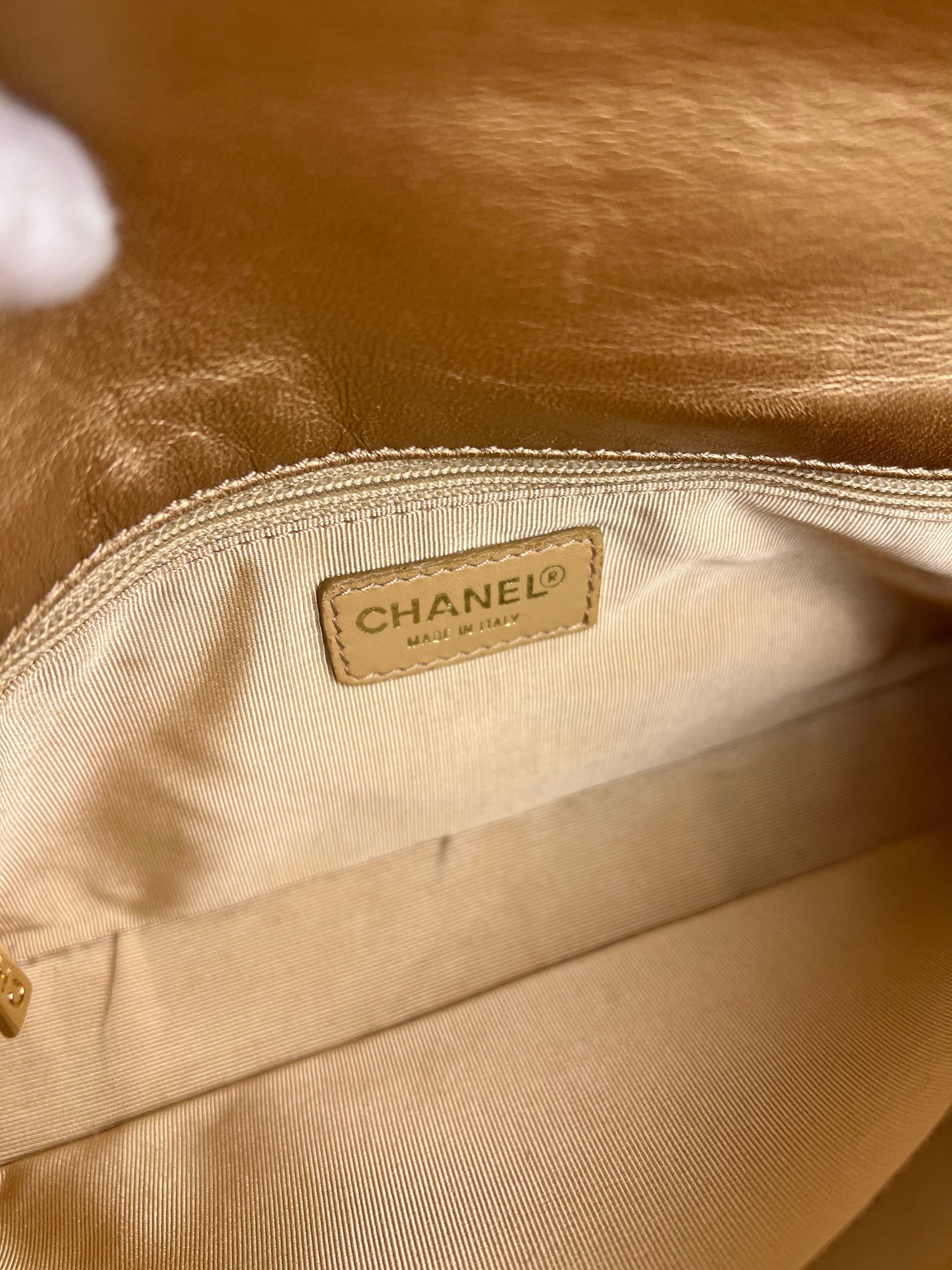 Chanel Gold Leather East West Shoulder Bag 2001