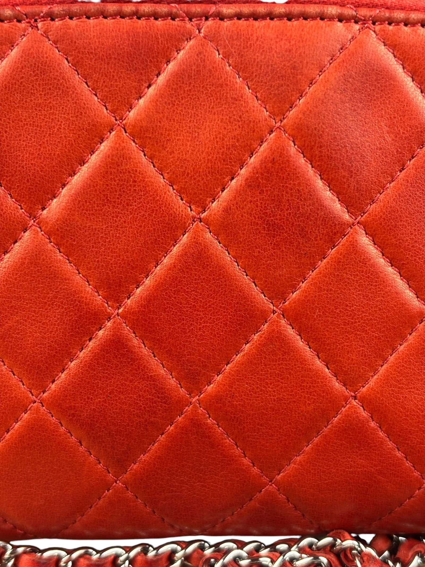 Chanel Red Quilted Mini Flap Wallet on Chain Bag 2011