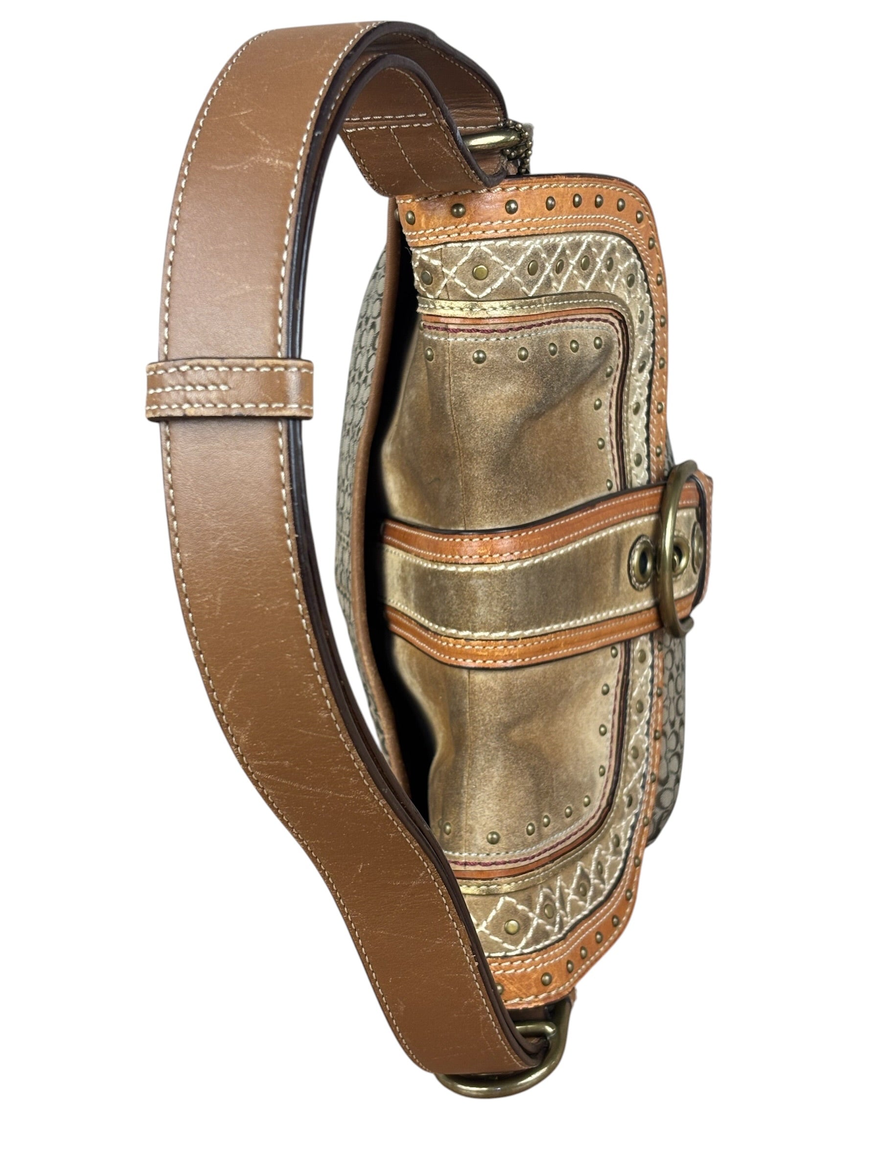 Coach Jacquard Fabric Canvas Monogram Soho Shoulder Bag
