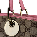 Gucci GG Pink Leather Canvas Eclipse Tote Bag