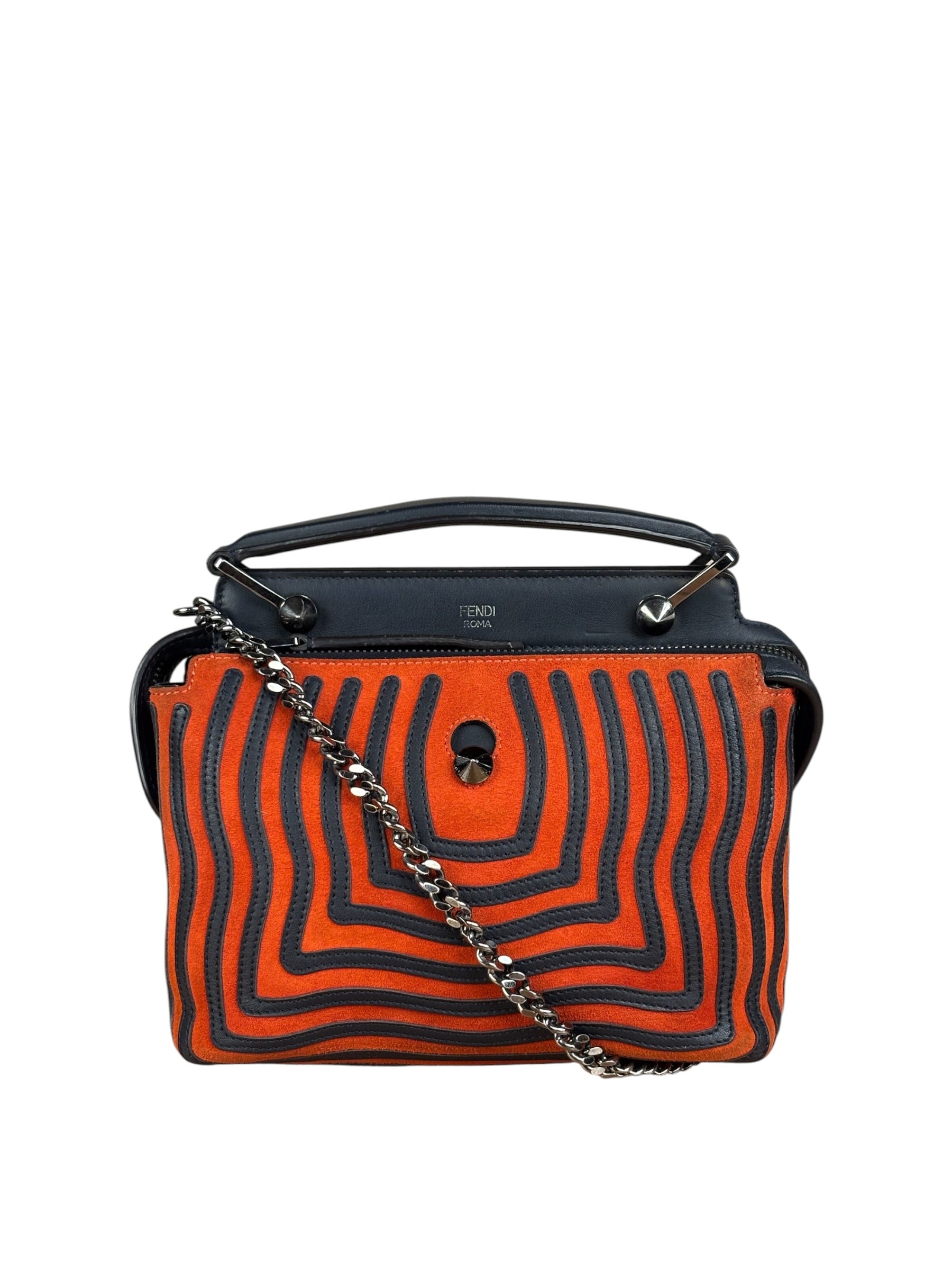 Fendi DotCom Click Striped Hypnotic Suede 2 Way