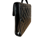 Chanel CC Black Patent Quilted Flap Briefcase Handbag '95