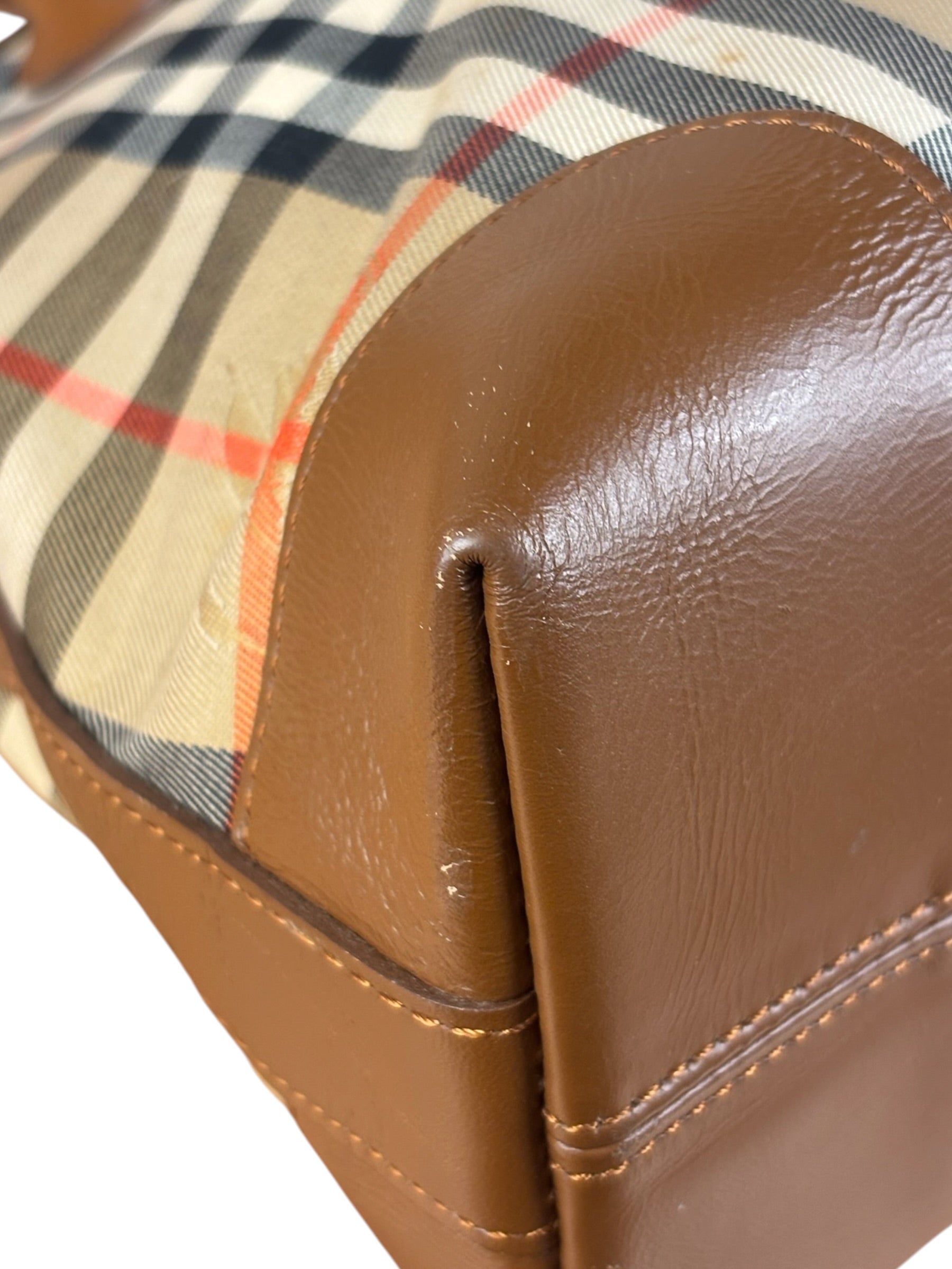 Burberry Vintage House Haymarket Check Dome Satchel Handbag