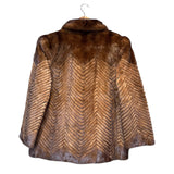 Fur Flash Vintage Chevron Brown Fur Coat