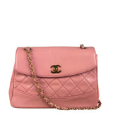 Chanel Vintage Pink Quilted Leather Trapezoid Flap Bag