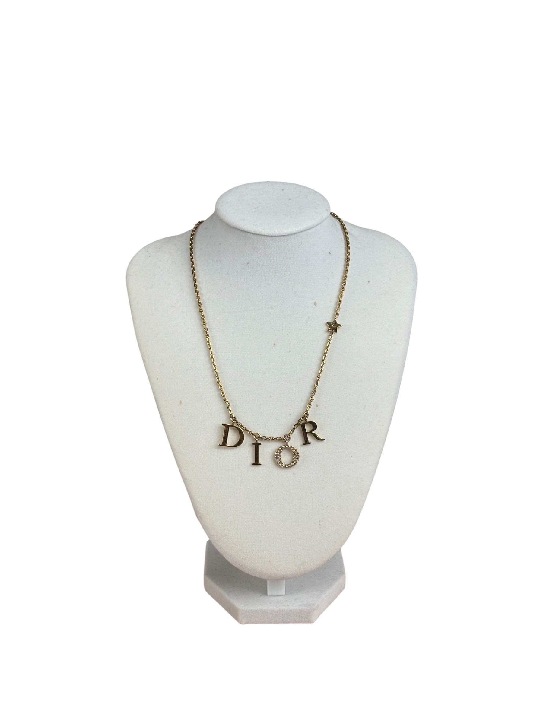 Christian Dior Dior Letter Charm/Pave O Star Necklace