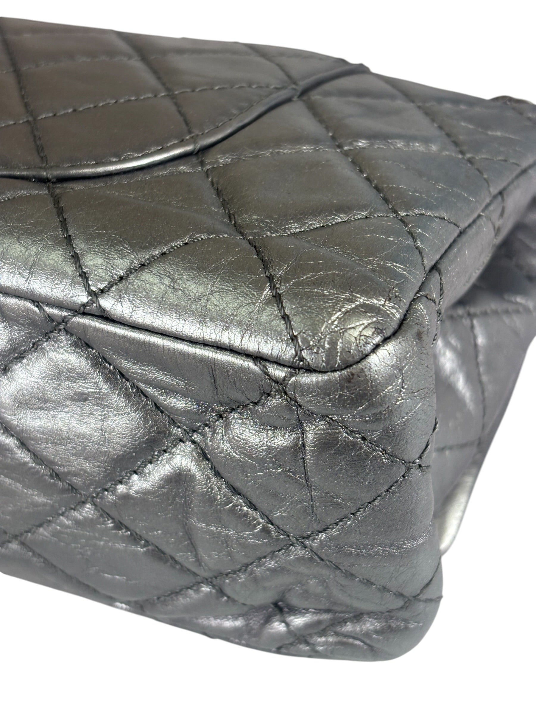 Chanel Metallic Silver Quilted Leather 2.55 Reissue Double Flap Bag 2008