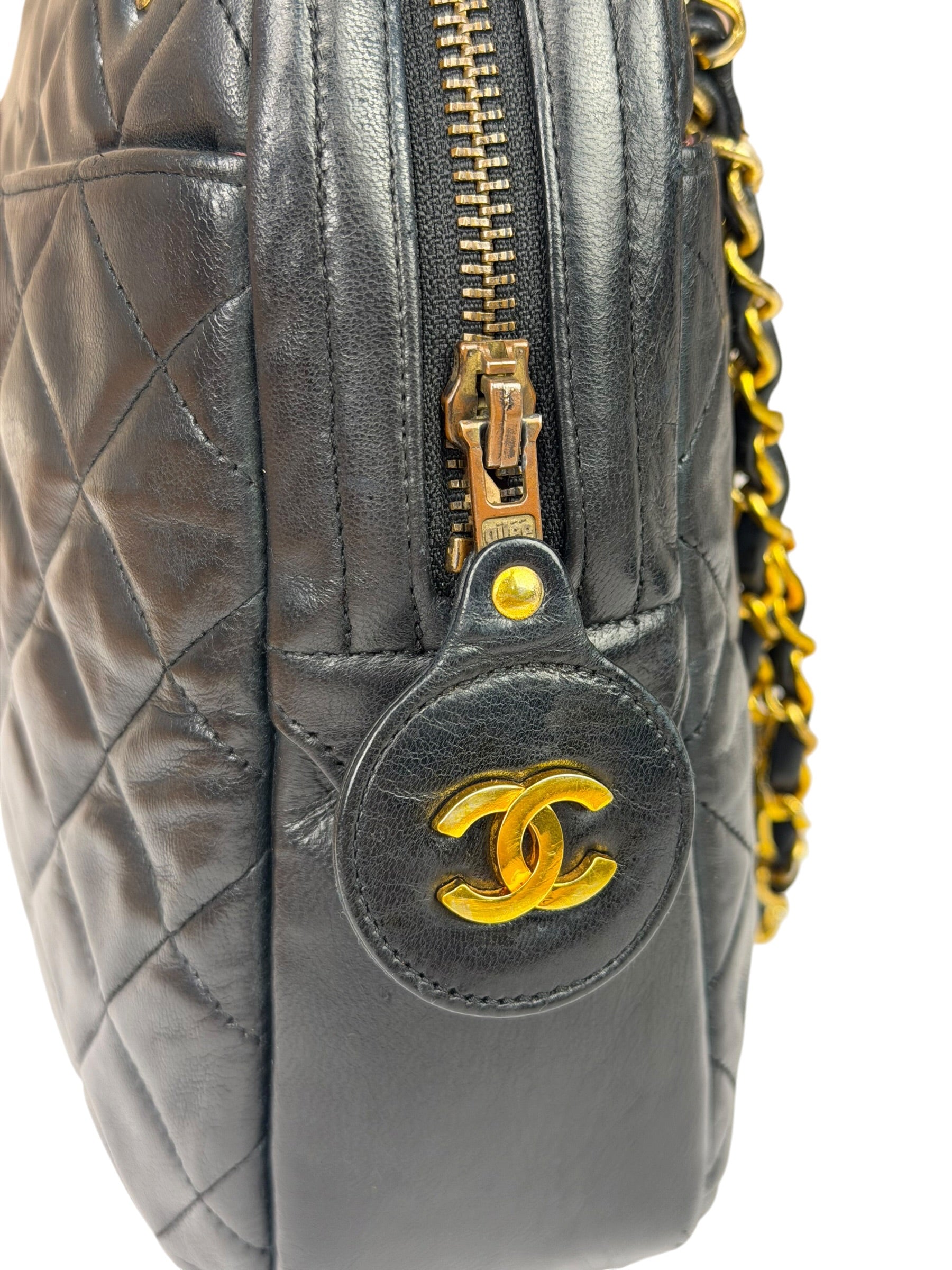 Chanel Black Quilted Lambskin Camera Bag 1989