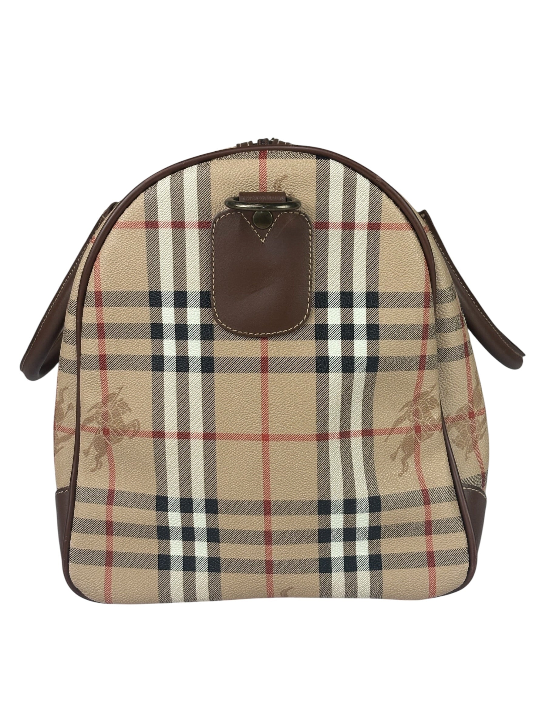 Burberry Beige/Brown Leather House Check Boston Bag