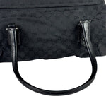 Gucci Black Leather Trim GG Horsebit Shoulder Bag