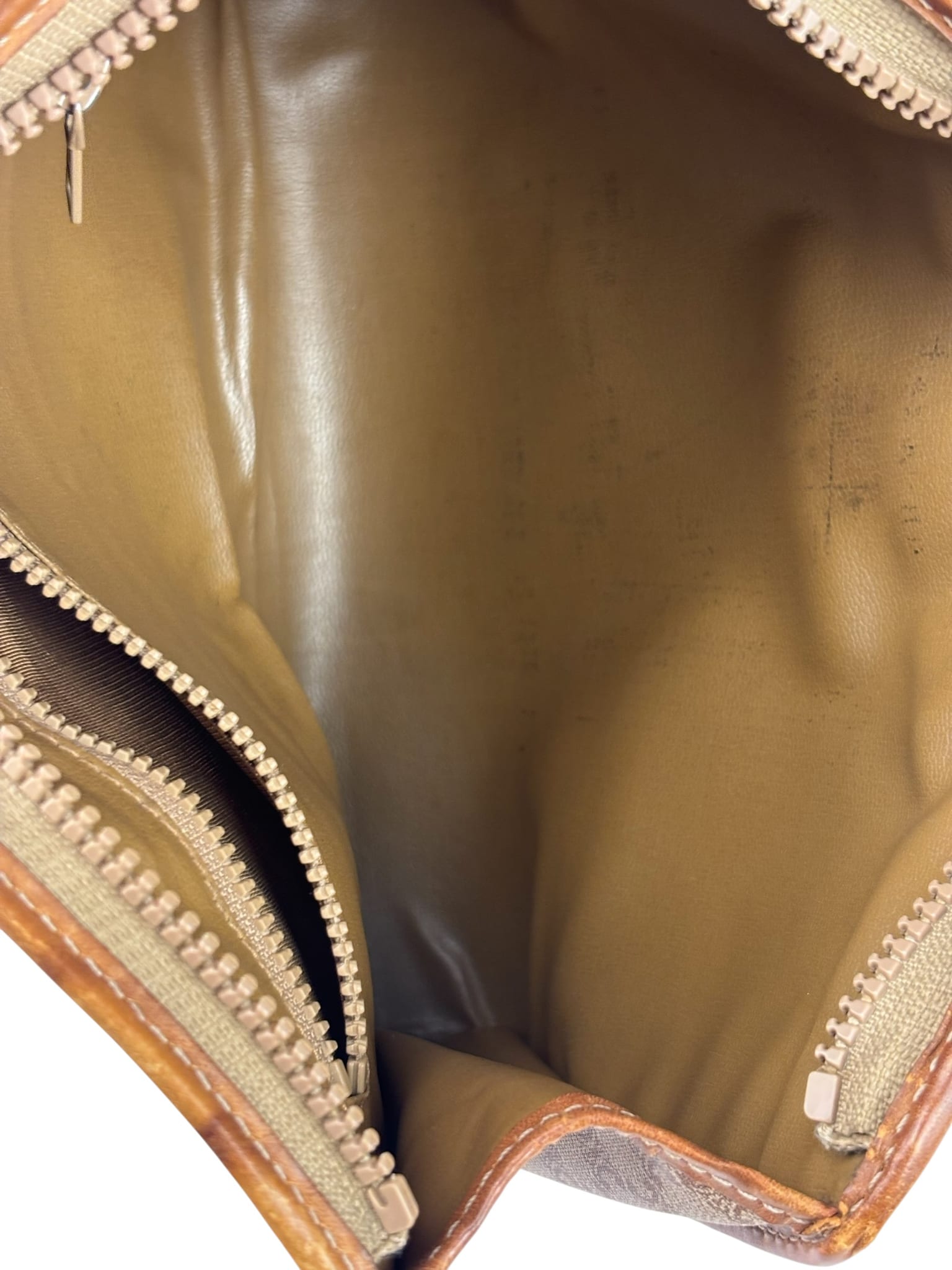 Celine Brown Leather Macadam Pouch
