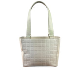 Chanel White Leather Chocolate Bar CC Tote Bag 2002