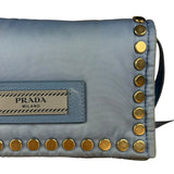 Prada Nylon Blue Studded Crossbody Bag