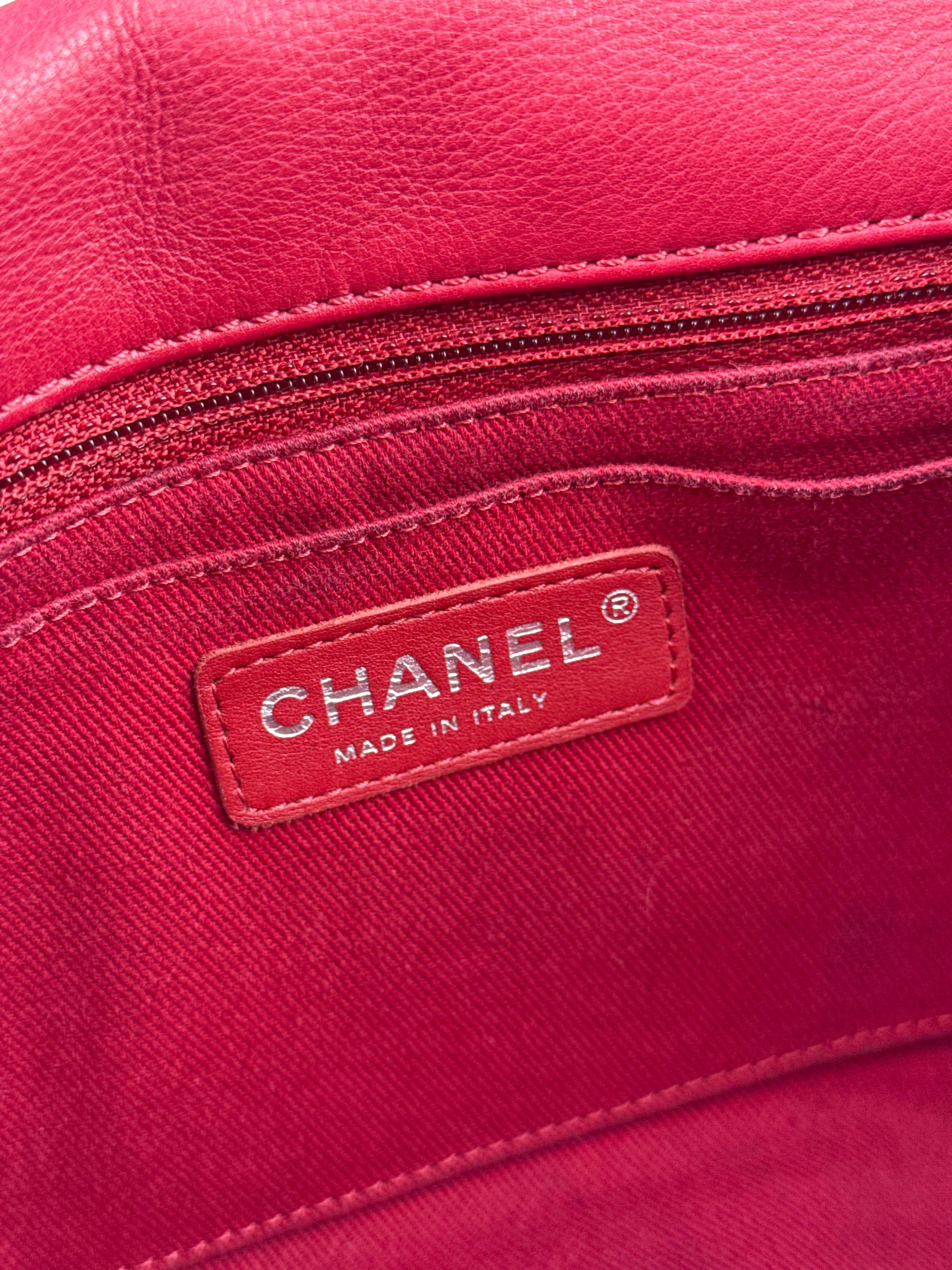 Chanel Red Quilted Leather CC Curvy Flap Bag 2015
