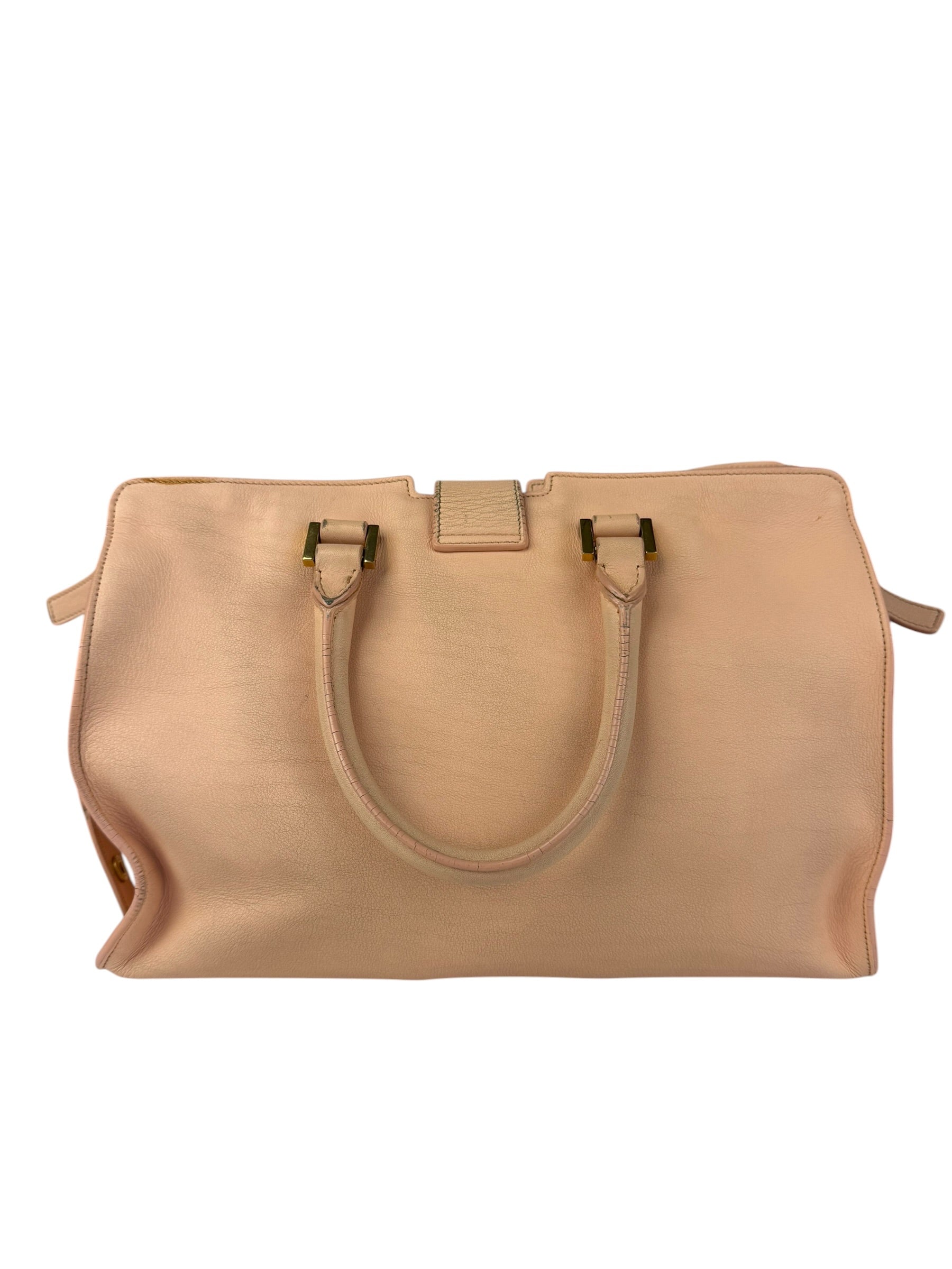 YSL Vintage Classic Y Cabas Peach Leather 2Way Handbag