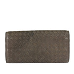Bottega Veneta Grey Leather Intrecciato Flap Wallet