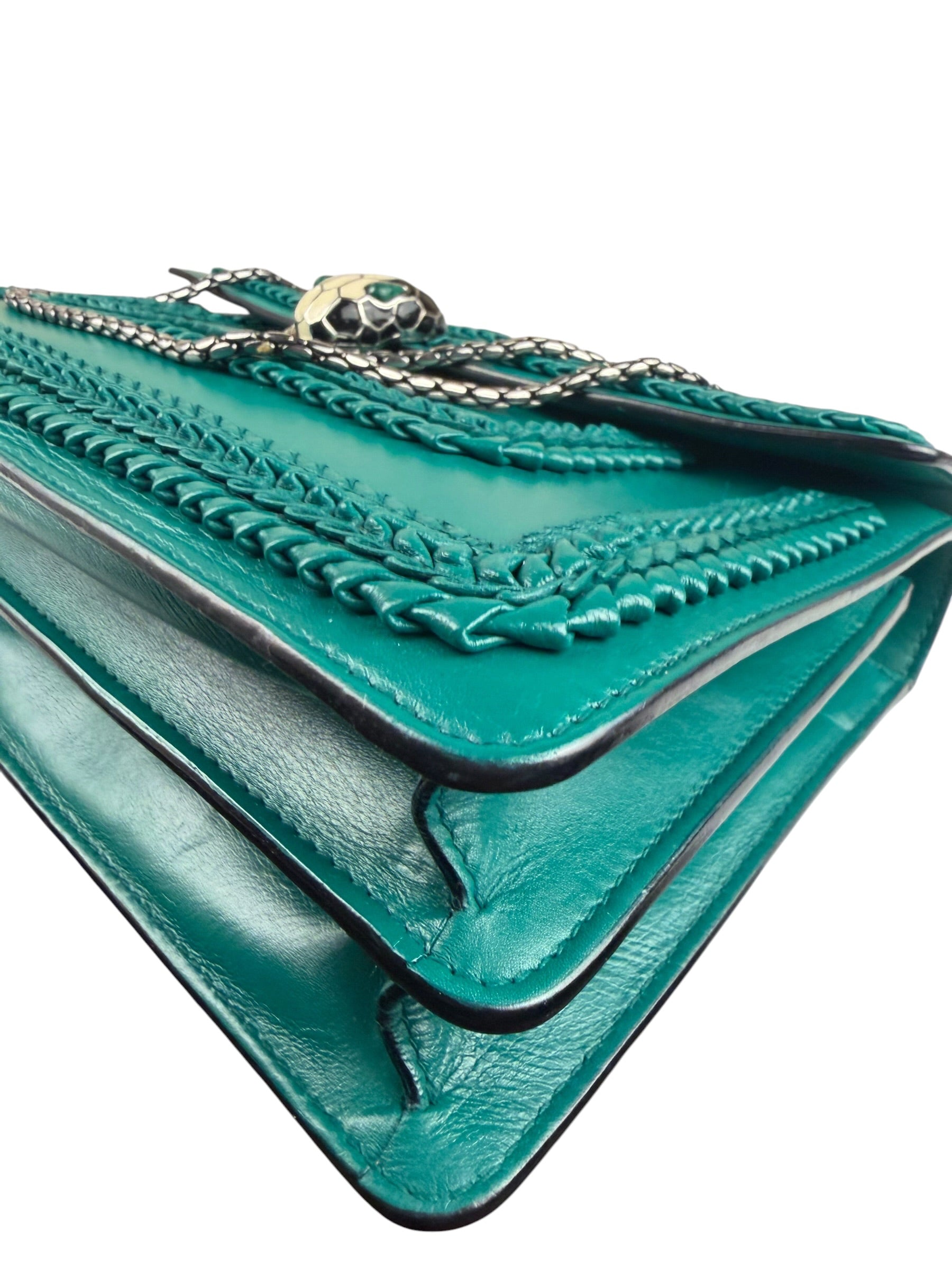 Bvlgari Green Leather Serpenti Forever Shoulder Bag
