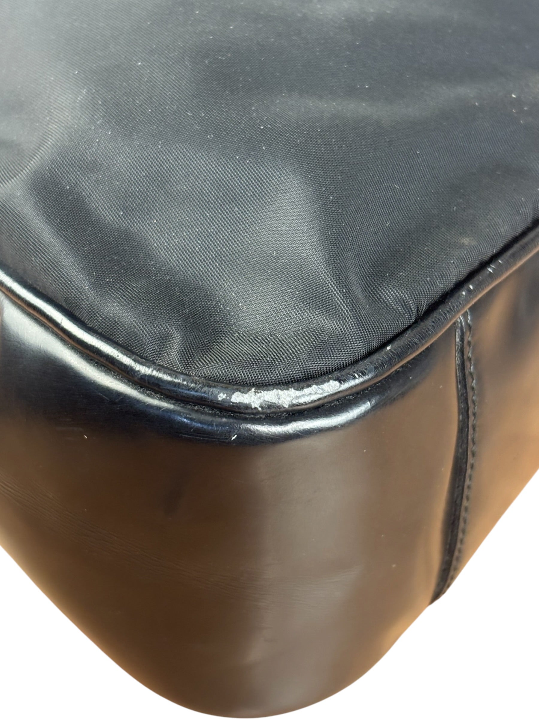 Prada Black Tessuto Nylon Leather Trim Hobo Bag