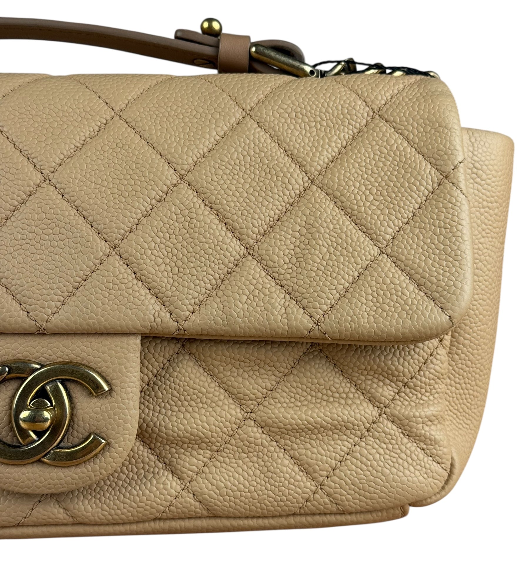 Chanel 2012 Diamond Chain Beige Single Flap