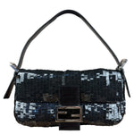 Fendi Vintage Black Sequin Baguette Shoulder Bag