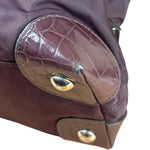 Prada Vintage Plum Nylon Leather Embossed Handbag