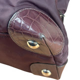 Prada Vintage Plum Nylon Leather Embossed Handbag