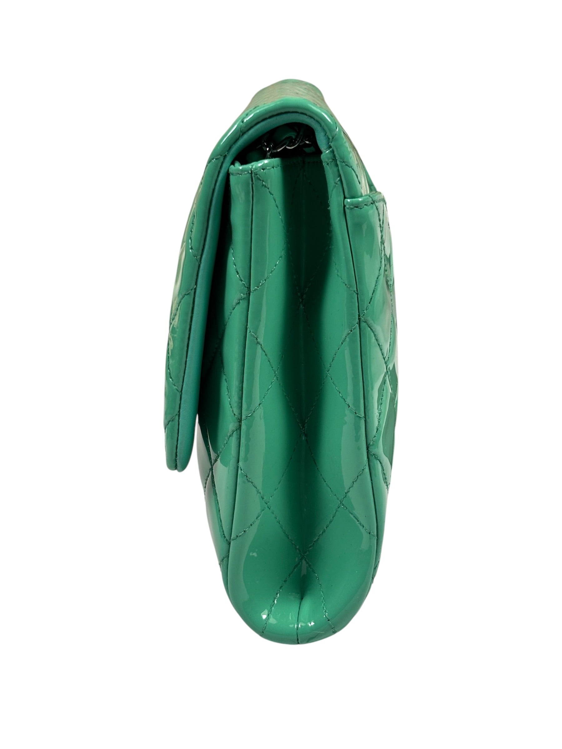 Chanel Green Quilted Patent Leather Flap Bag 2012