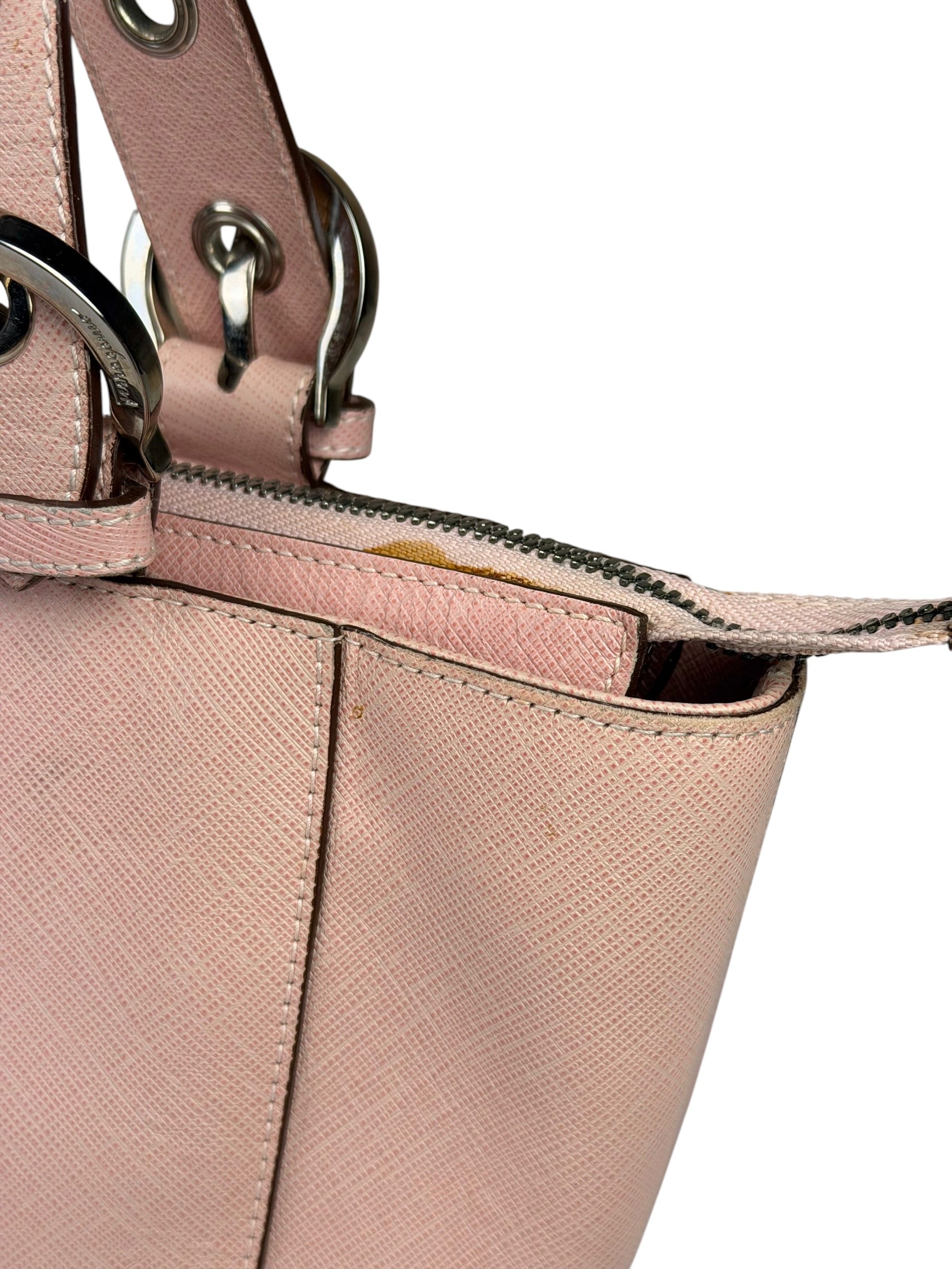 Salvatore Ferragamo Pink Saffiano Leather Shoulder Bag
