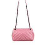 Chanel Pink Chevron Lambskin Flap Bag 2015