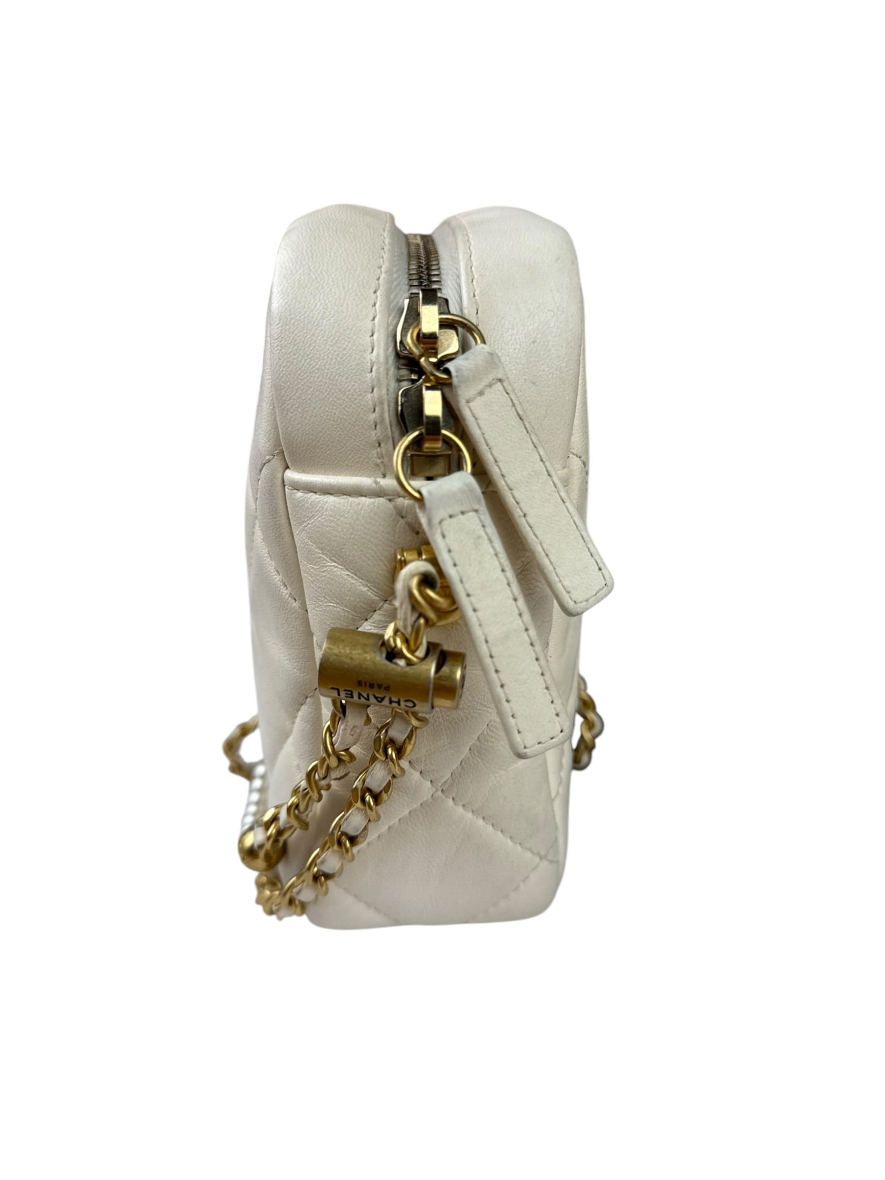 Chanel White Quilted Lambskin My Perfect Camera Bag Early 2020's