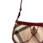 Burberry Red Patent Leather Trim Super Nova Check Pochette