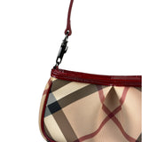 Burberry Red Patent Leather Trim Super Nova Check Pochette