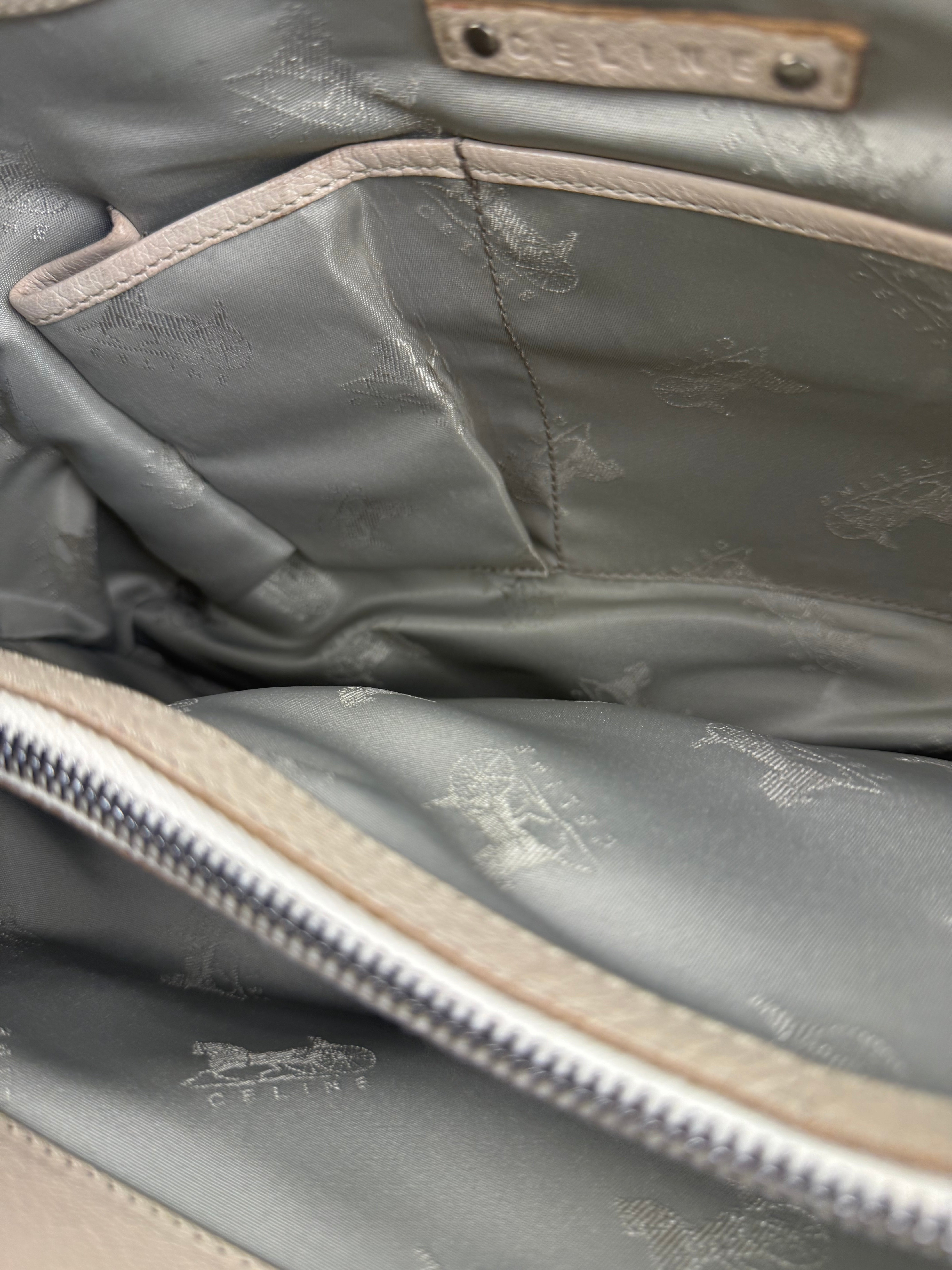 Celine Vintage Ivory Leather Boogie Handbag