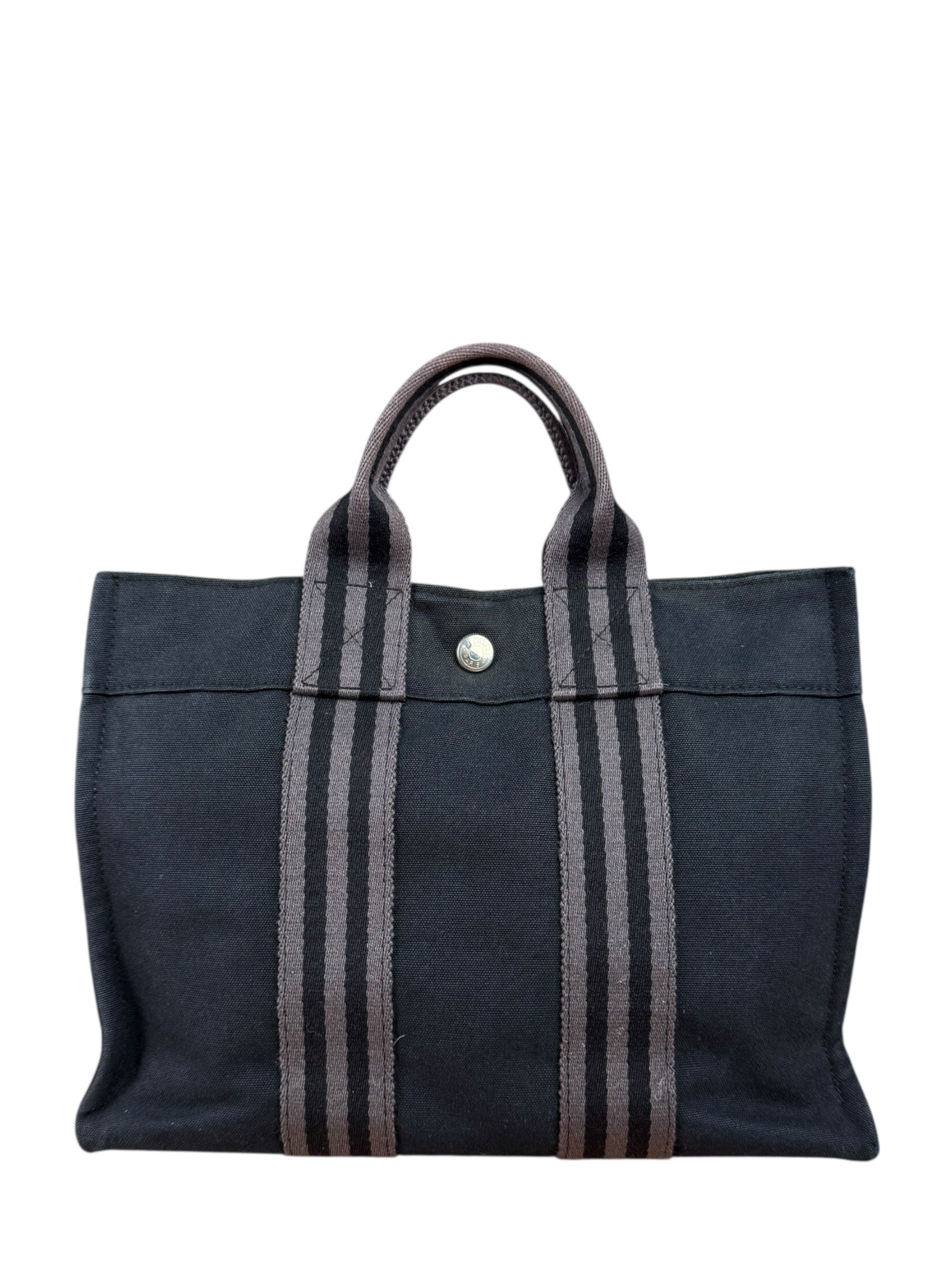 Hermes Black Fourre Tout Canvas Tote