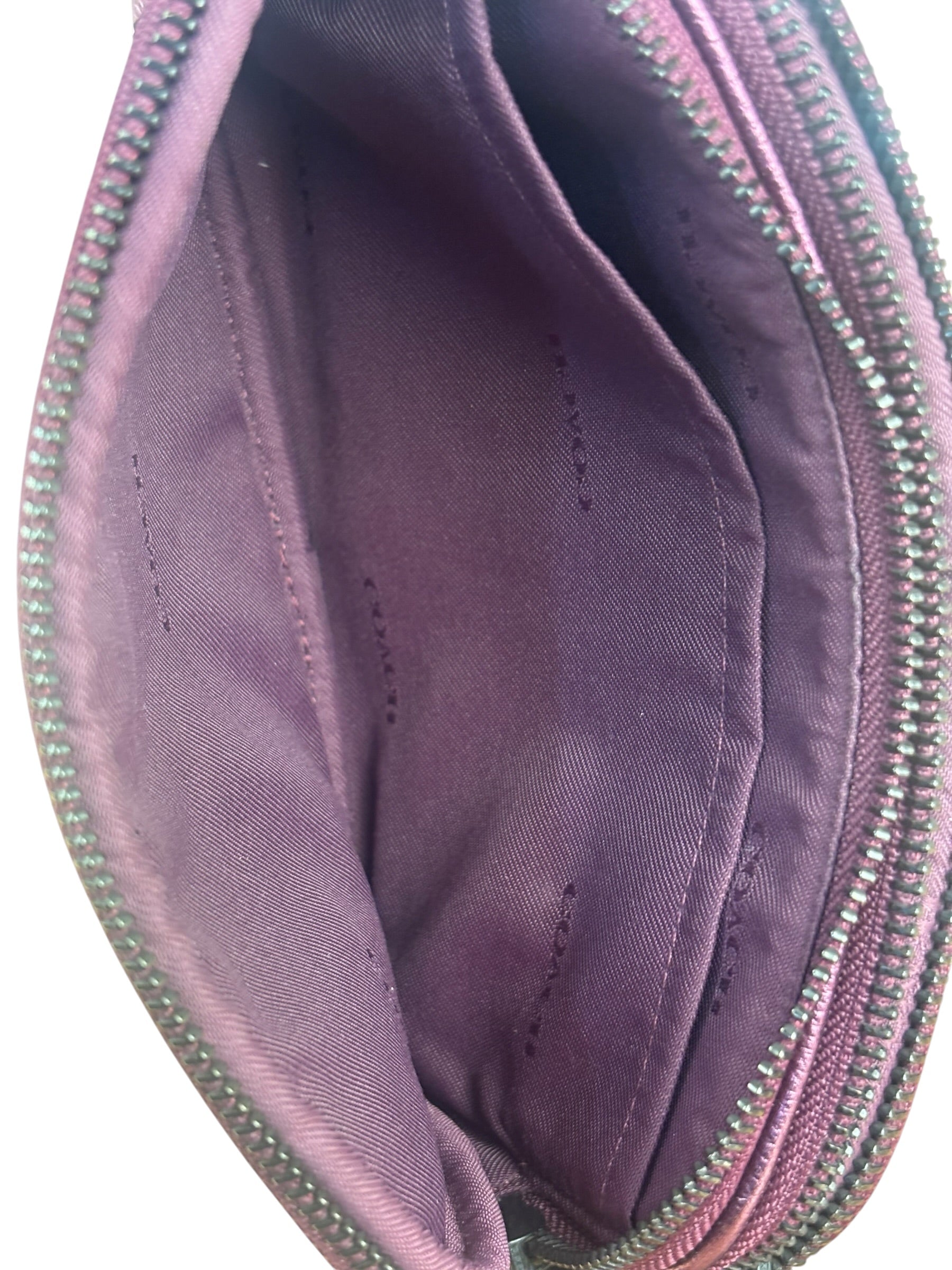 Coach Purple Metallic Studded Leather Zip Pouch