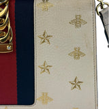 Gucci Textured Calfskin Bee Star Sylvie Shoulder Bag White