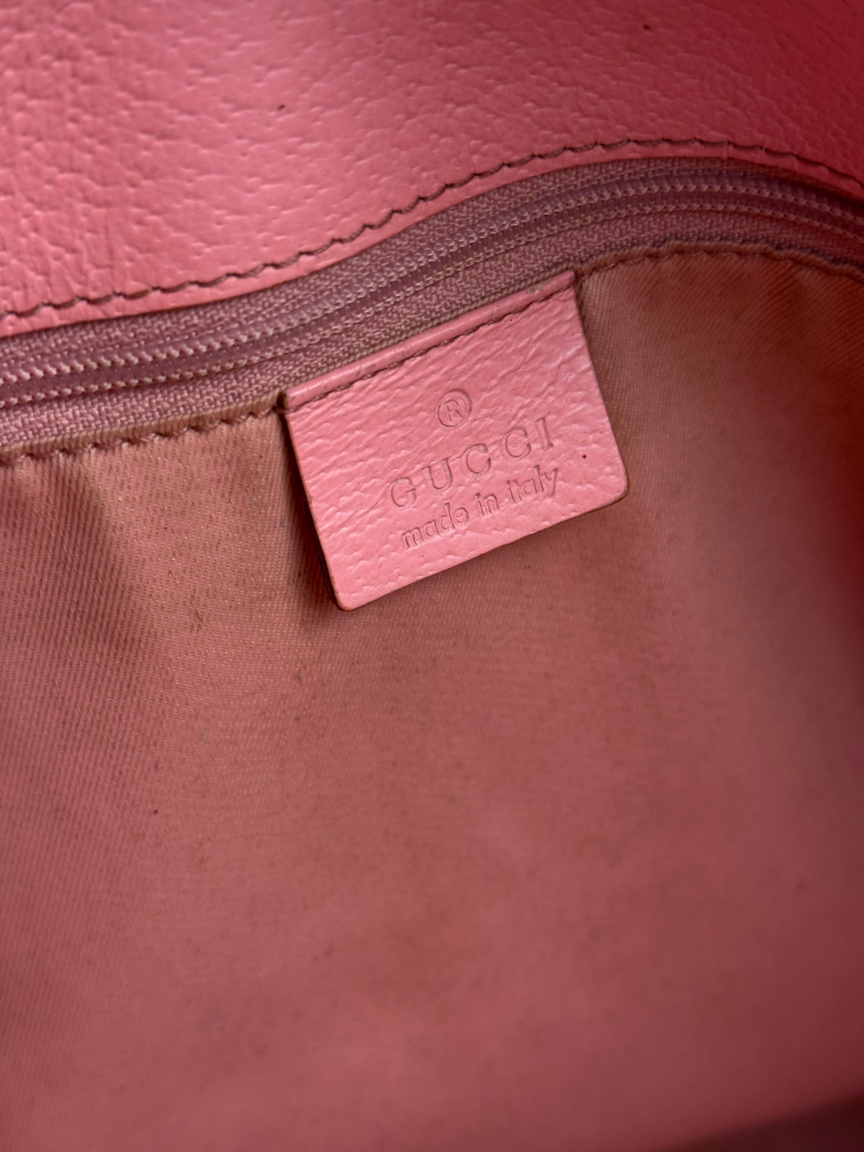 Gucci GG Pink Leather Canvas Eclipse Tote Bag