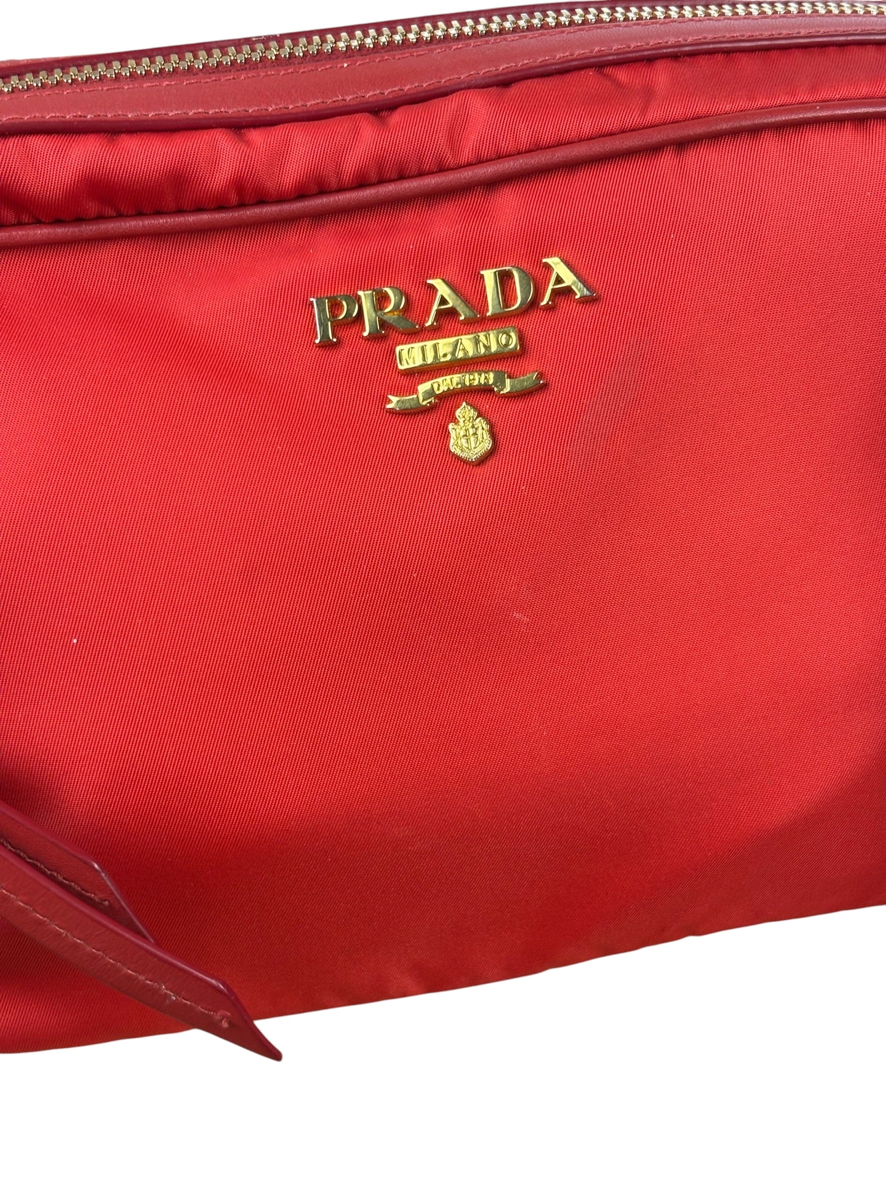 Prada Red Nylon Camera Crossbody Bag