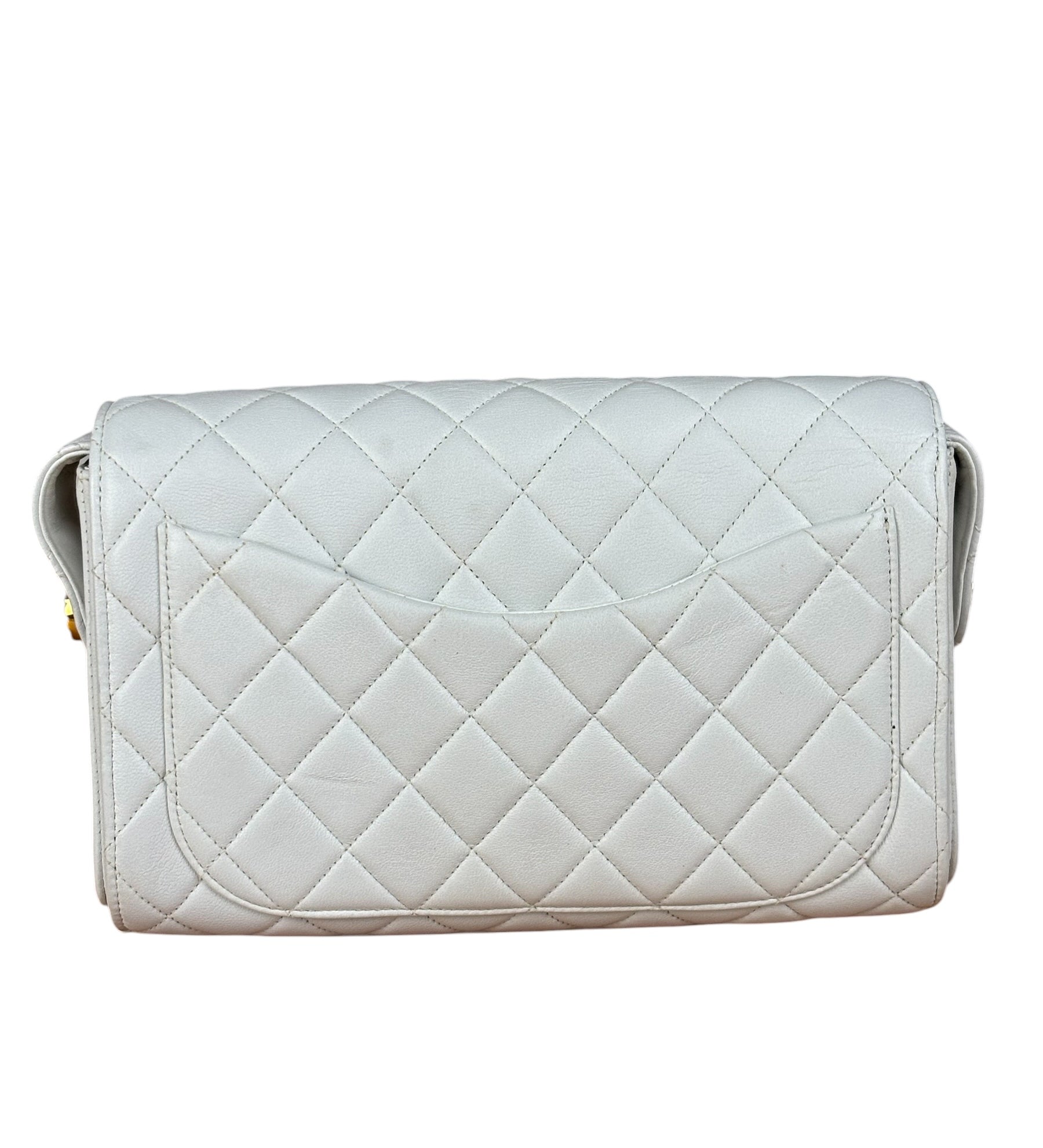 Chanel Vintage White Quilted Leather Flap Bag 1991