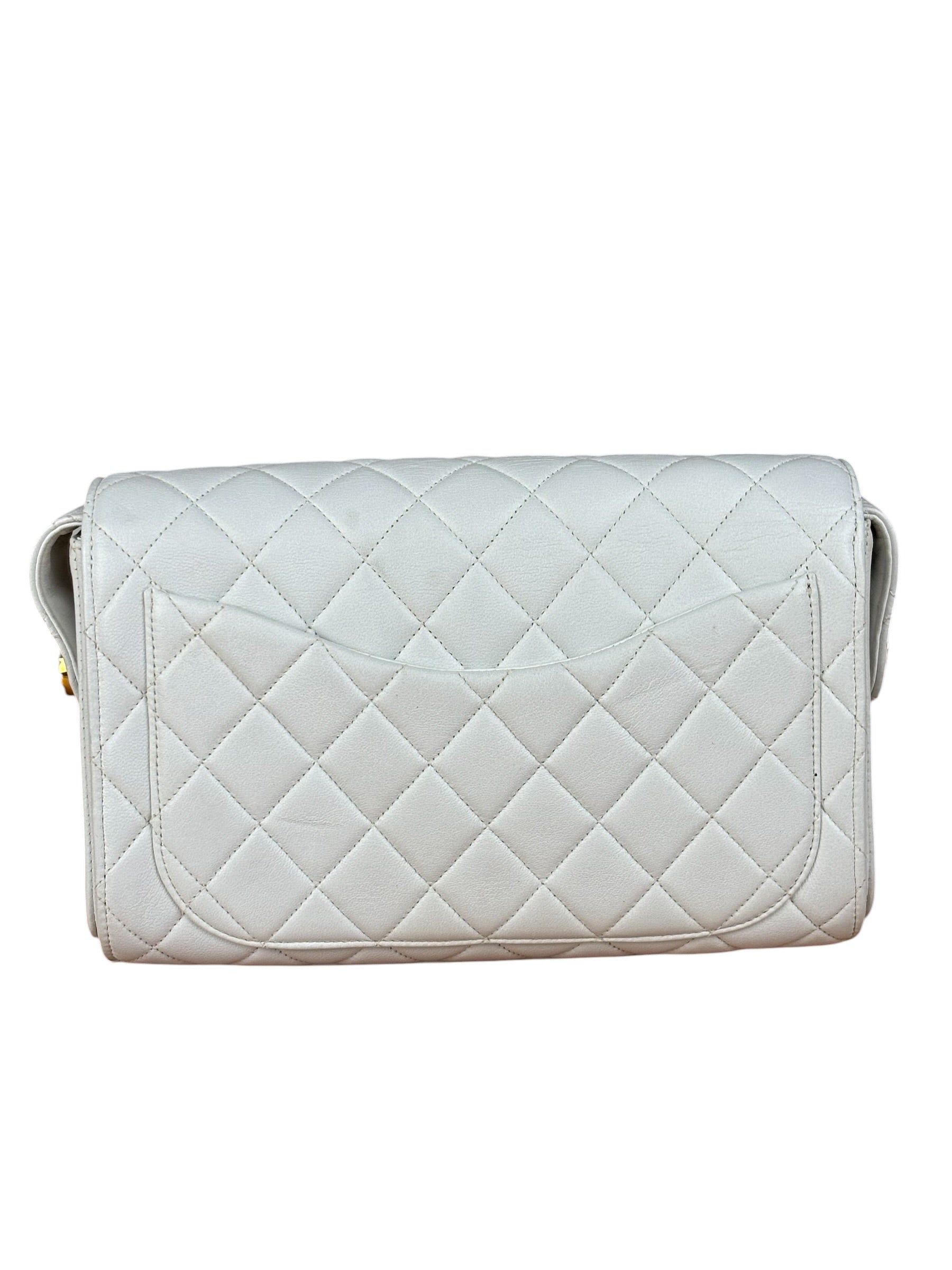 Chanel Vintage White Quilted Leather Flap Bag 1991