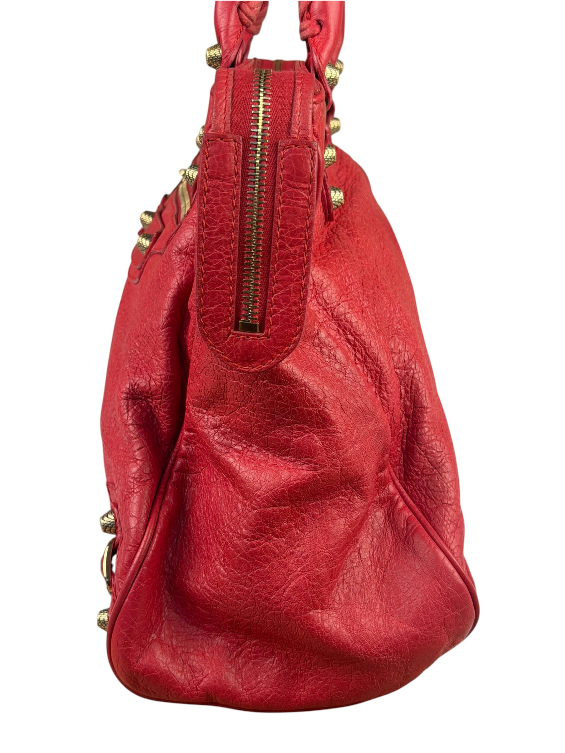 Balenciaga Red Calfskin Rouge Le City Bag