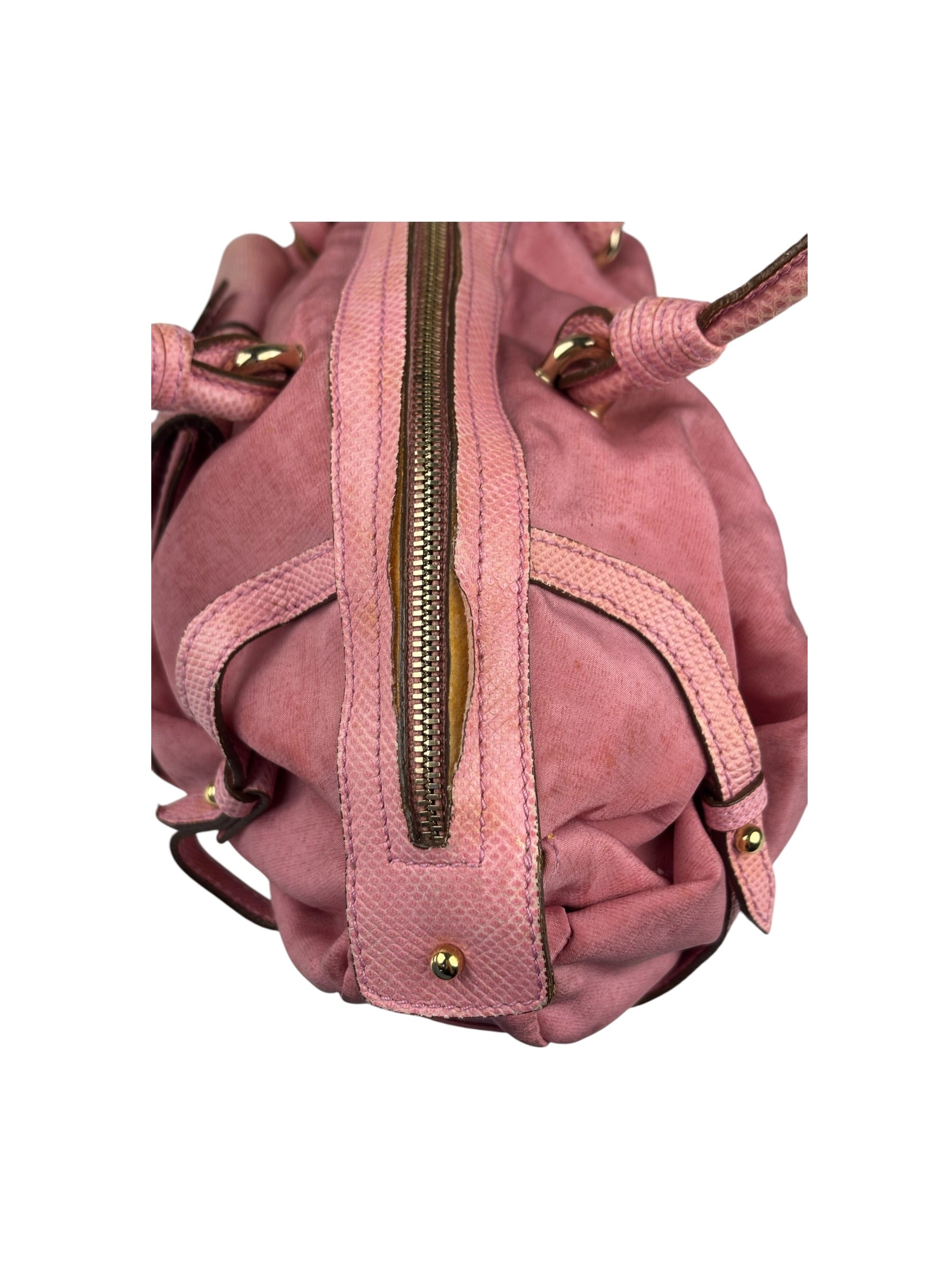 Salvatore Ferragamo Pink Nylon/Leather Bowler Bag