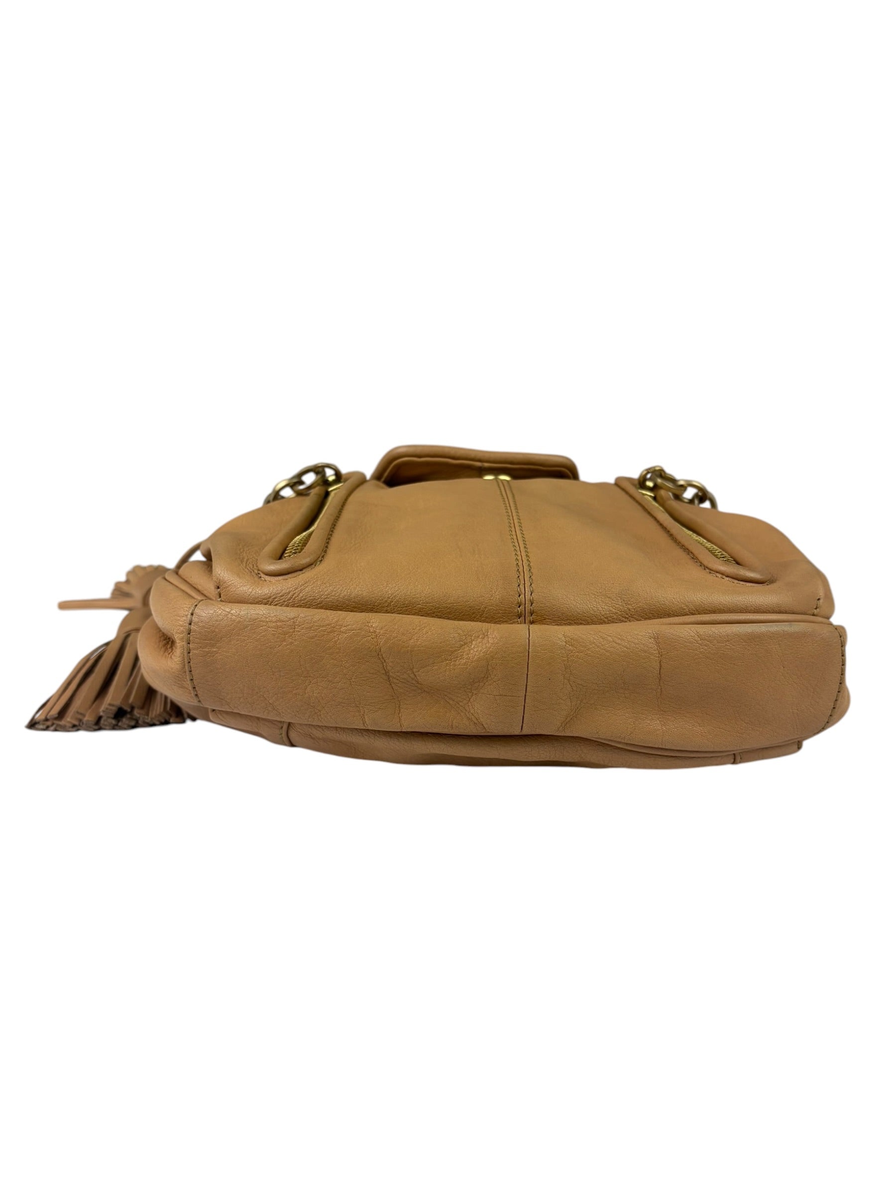 Chloe Orange Beige Calfskin See By Chloe Cherry Drawstring Saddle Crossbody Bag