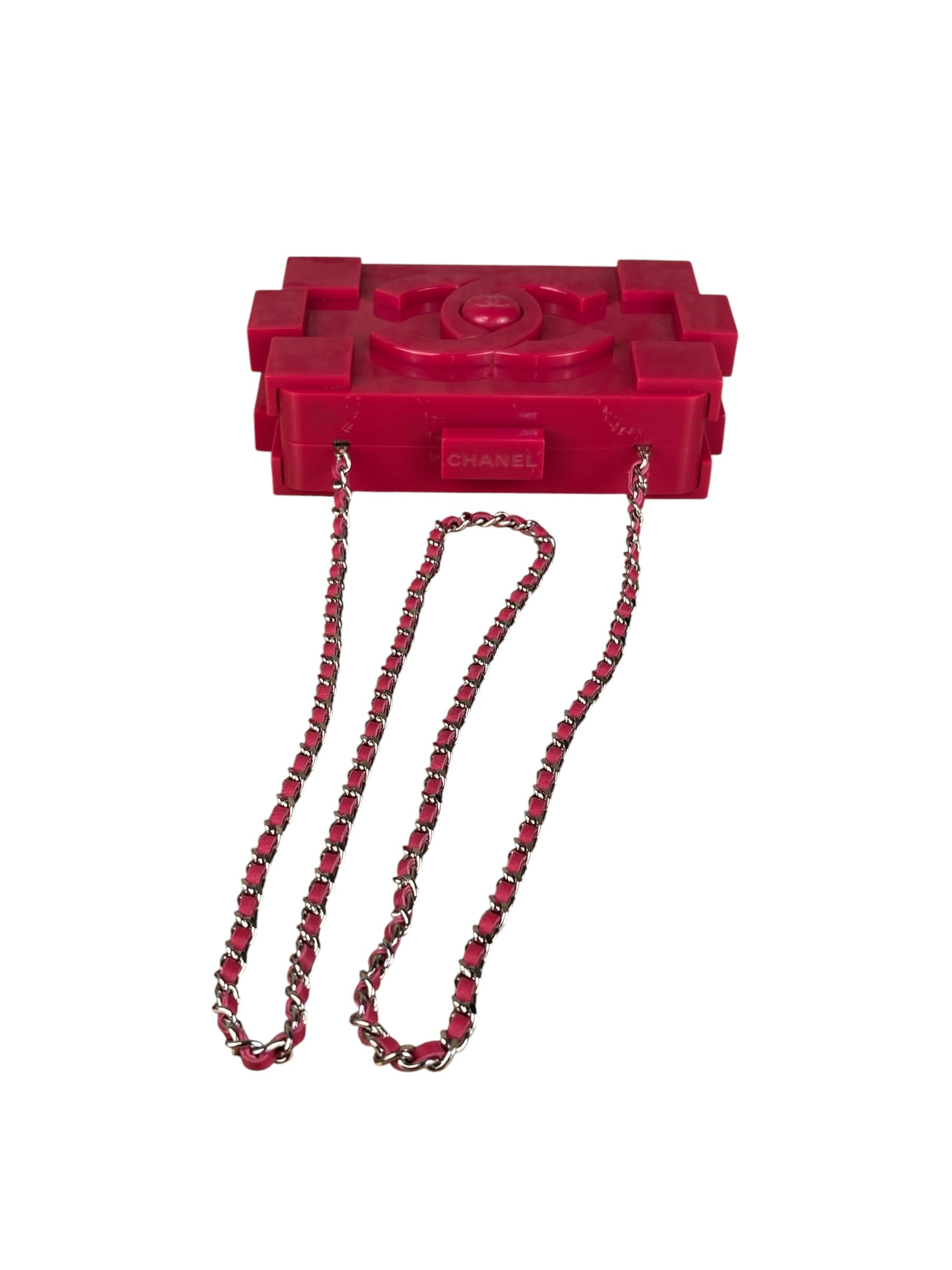 Chanel Rare Pink Plexi Brick Lego Clutch/Shoulder Bag 2014